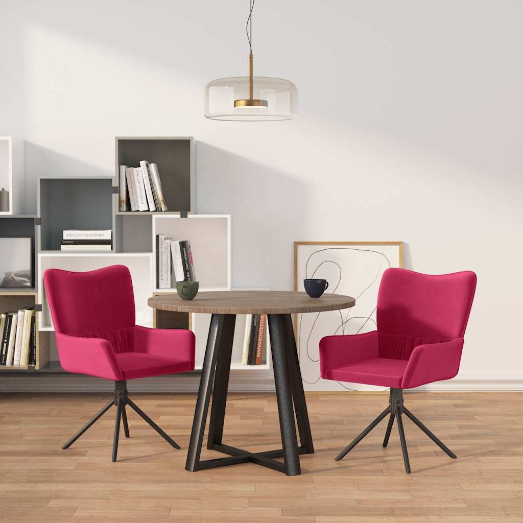 Vidaxl eetkamerstoelen draaibaar 2 st fluweel wijnrood