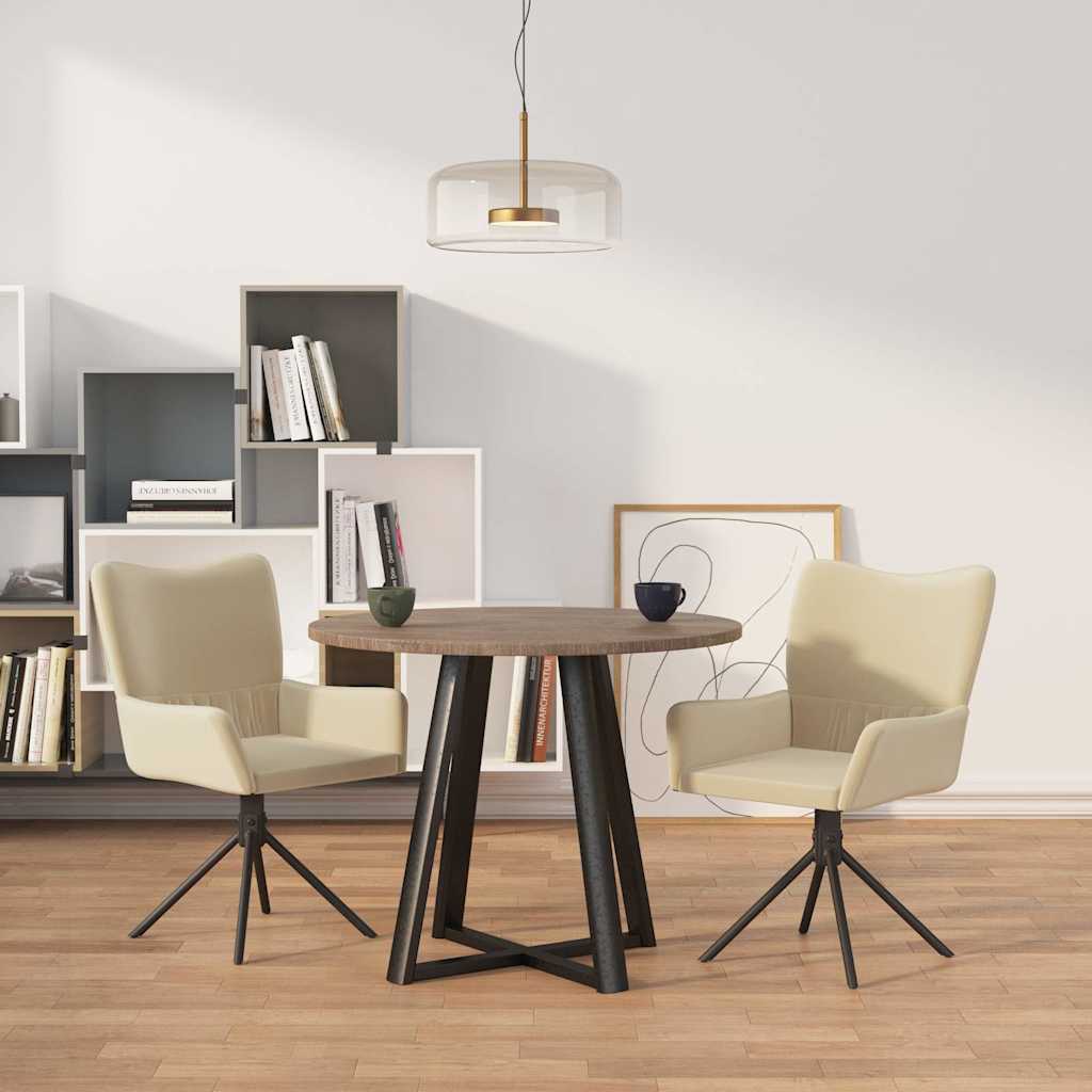 Vidaxl eetkamerstoelen draaibaar 2 st fluweel crèmekleurig