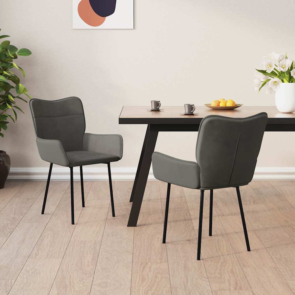Vidaxl eetkamerstoelen 2 st fluweel donkergrijs