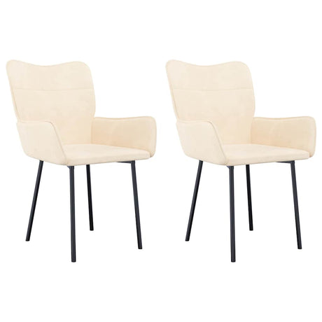 Vidaxl eetkamerstoelen 2 st fluweel crèmekleurig