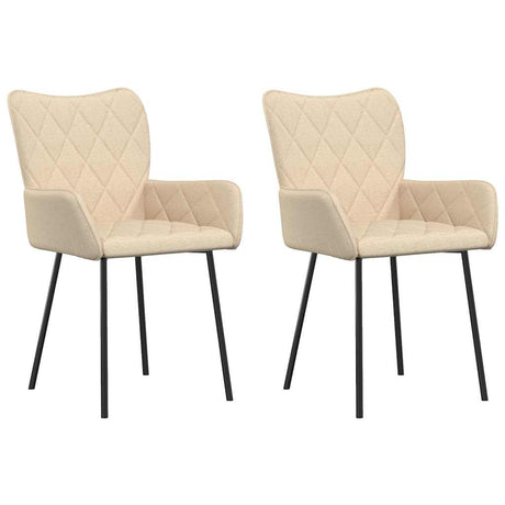 Vidaxl eetkamerstoelen 2 st stof crèmekleurig