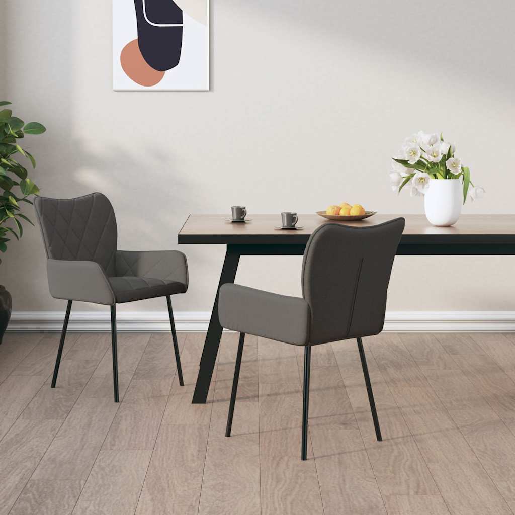 Vidaxl eetkamerstoelen 2 st stof donkergrijs