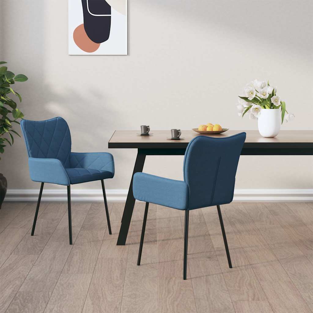 Vidaxl eetkamerstoelen 2 st stof blauw