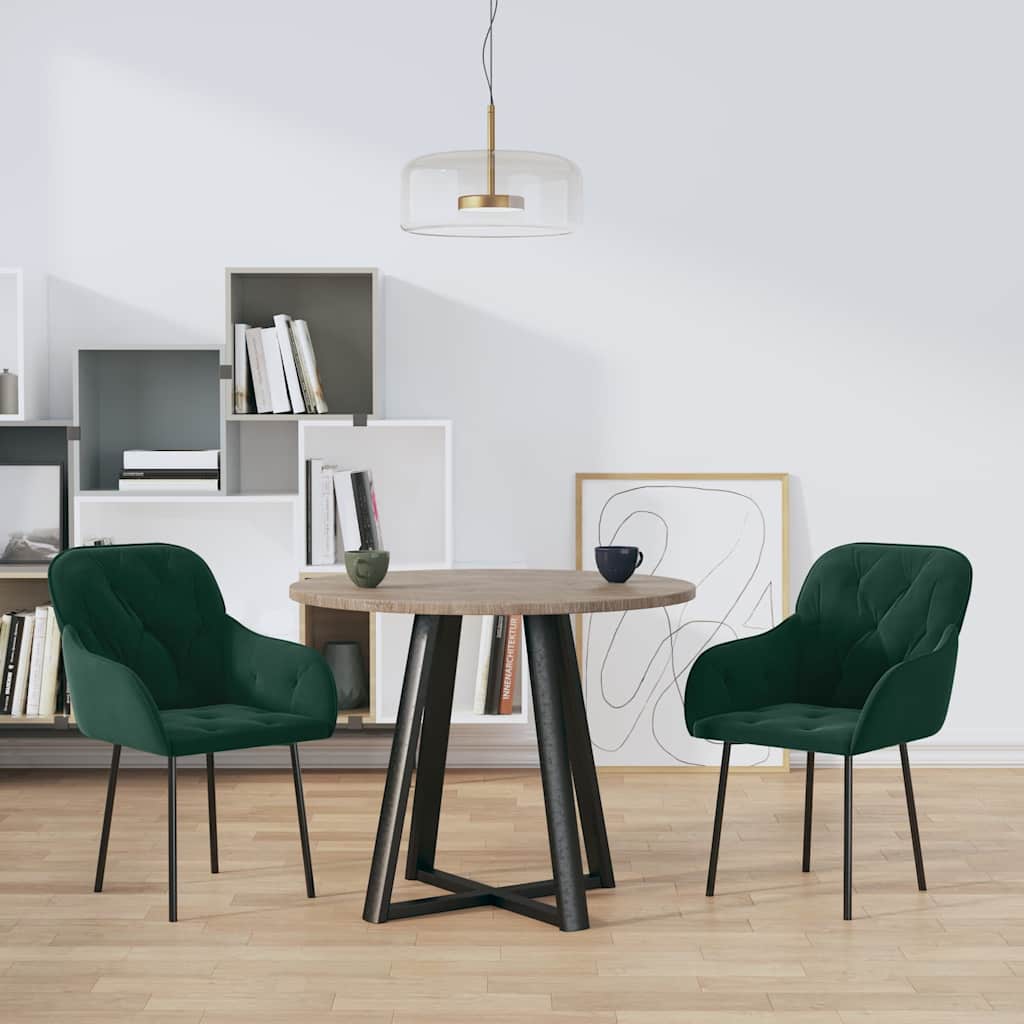 Vidaxl eetkamerstoelen 2 st fluweel donkergroen