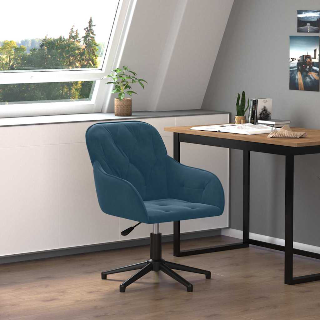 Vidaxl kantoorstoel draaibaar fluweel blauw