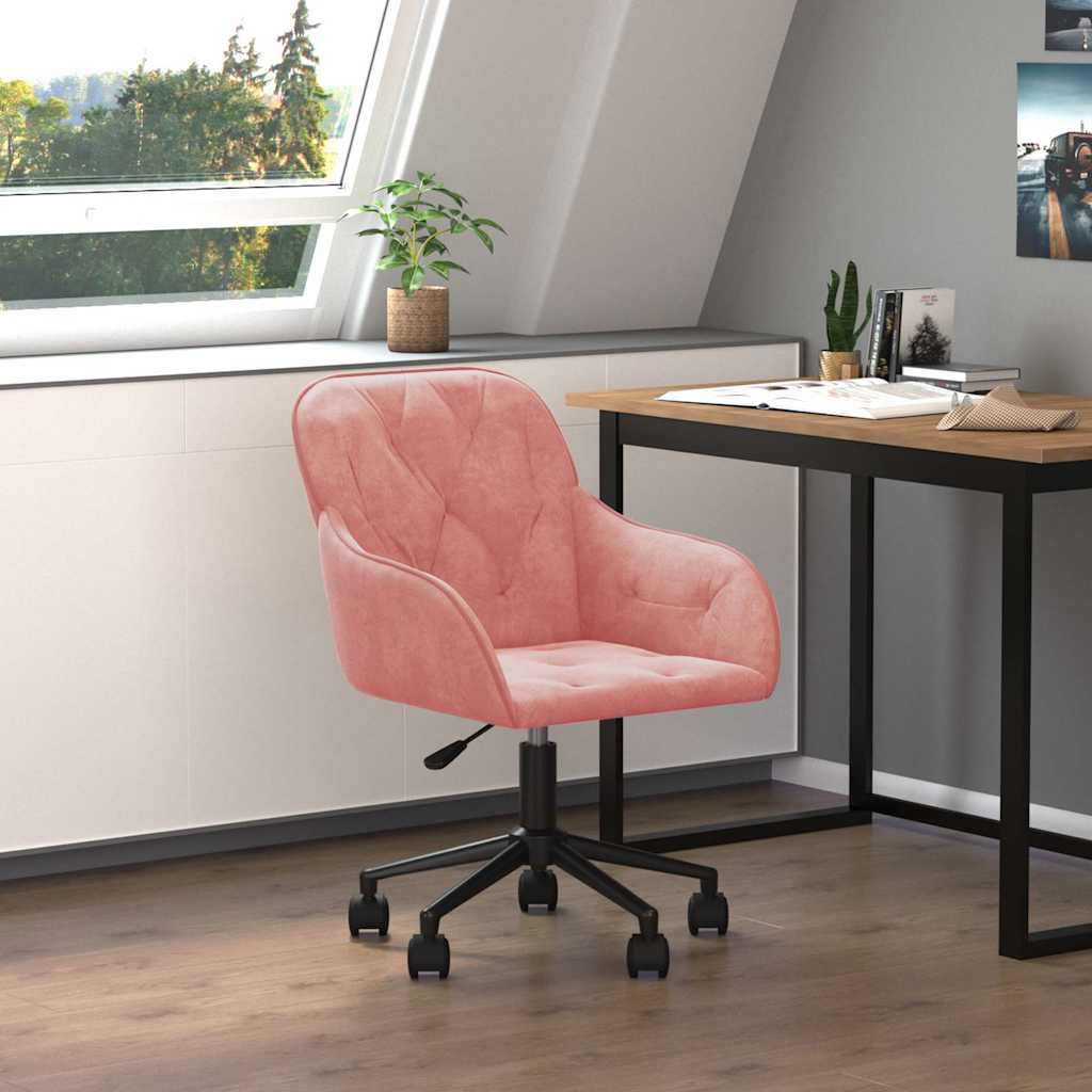 Vidaxl kantoorstoel draaibaar fluweel roze
