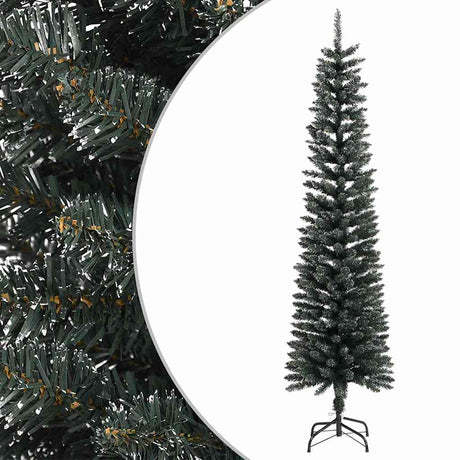 Vidaxl kunstkerstboom met standaard smal 210 cm pvc groen