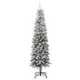 VidaXL Kunstkerstboom met sneeuw smal 210 cm PVC en PE