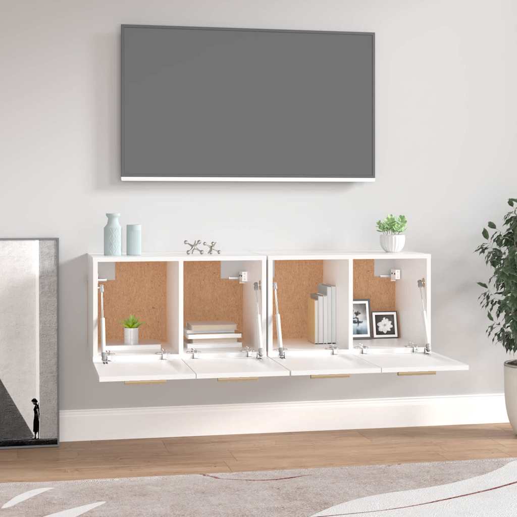 Vidaxl wandkasten 2 st 60x36,5x35 cm bewerkt hout wit