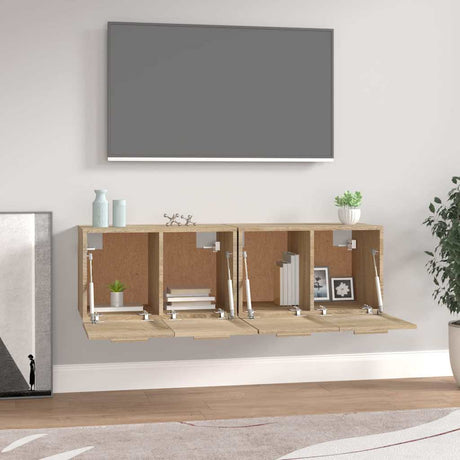 Vidaxl wandkasten 2 st 60x36,5x35 cm bewerkt hout sonoma eikenkleurig
