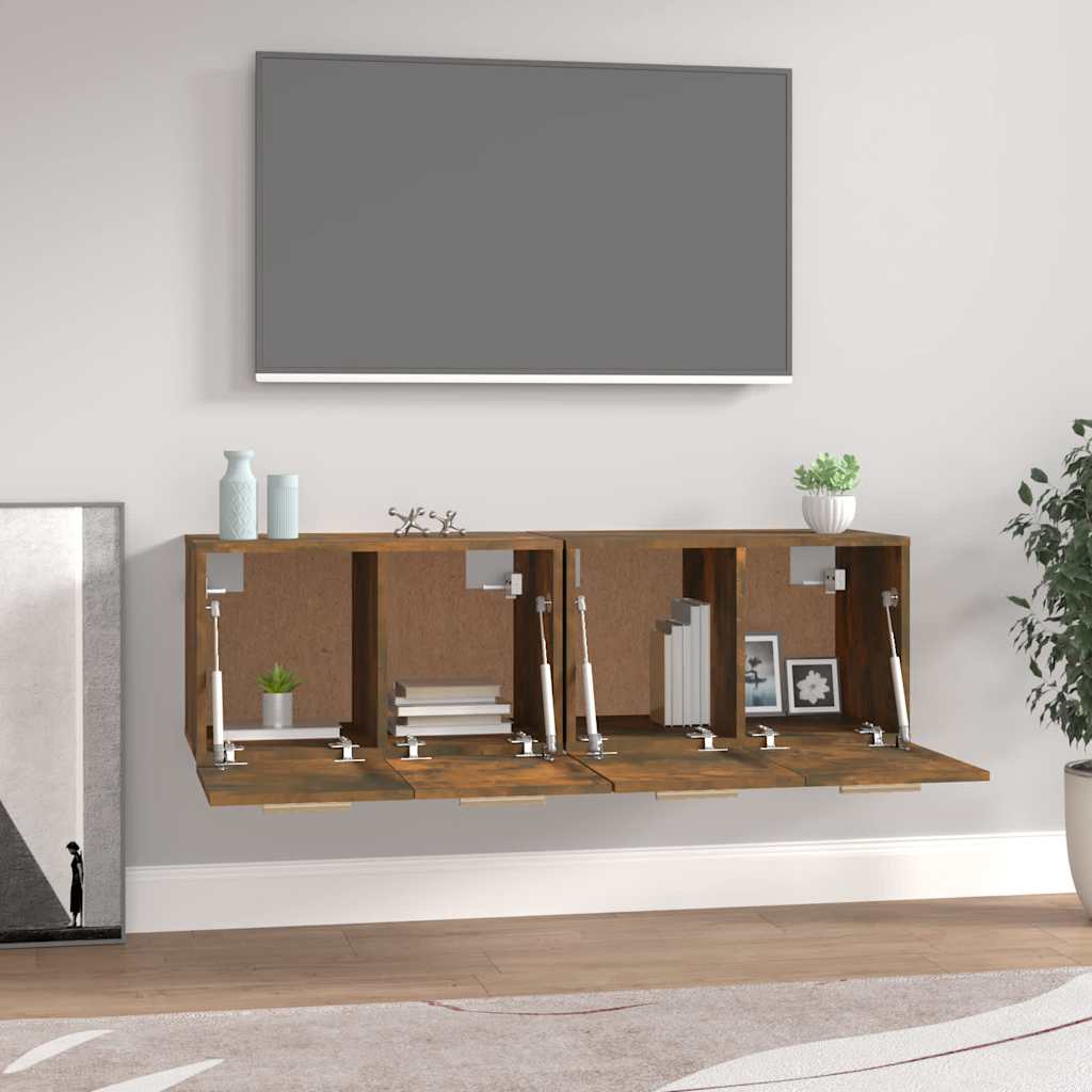 Vidaxl wandkasten 2 st 60x36,5x35 cm bewerkt hout gerookt eikenkleurig