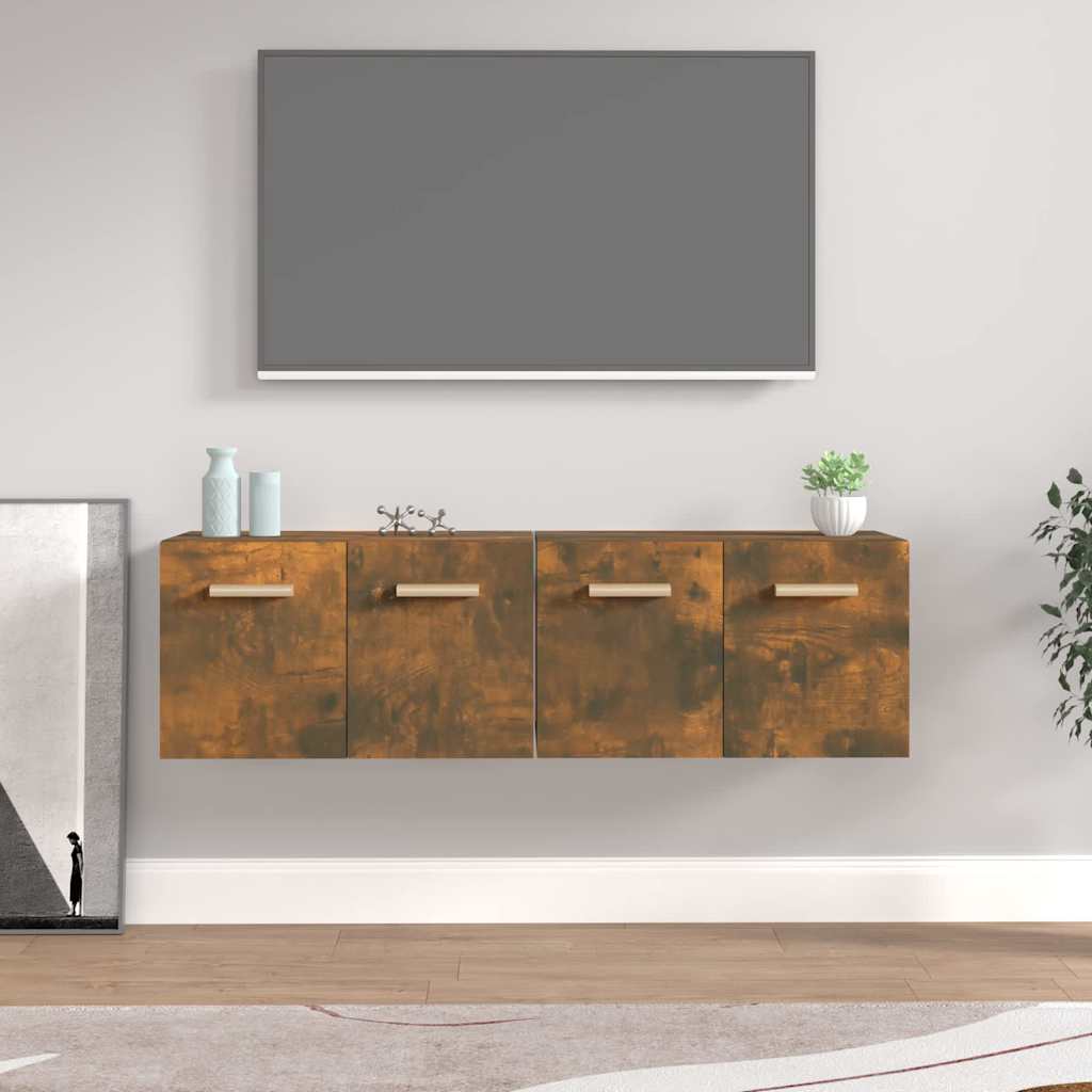 Vidaxl wandkasten 2 st 60x36,5x35 cm bewerkt hout gerookt eikenkleurig