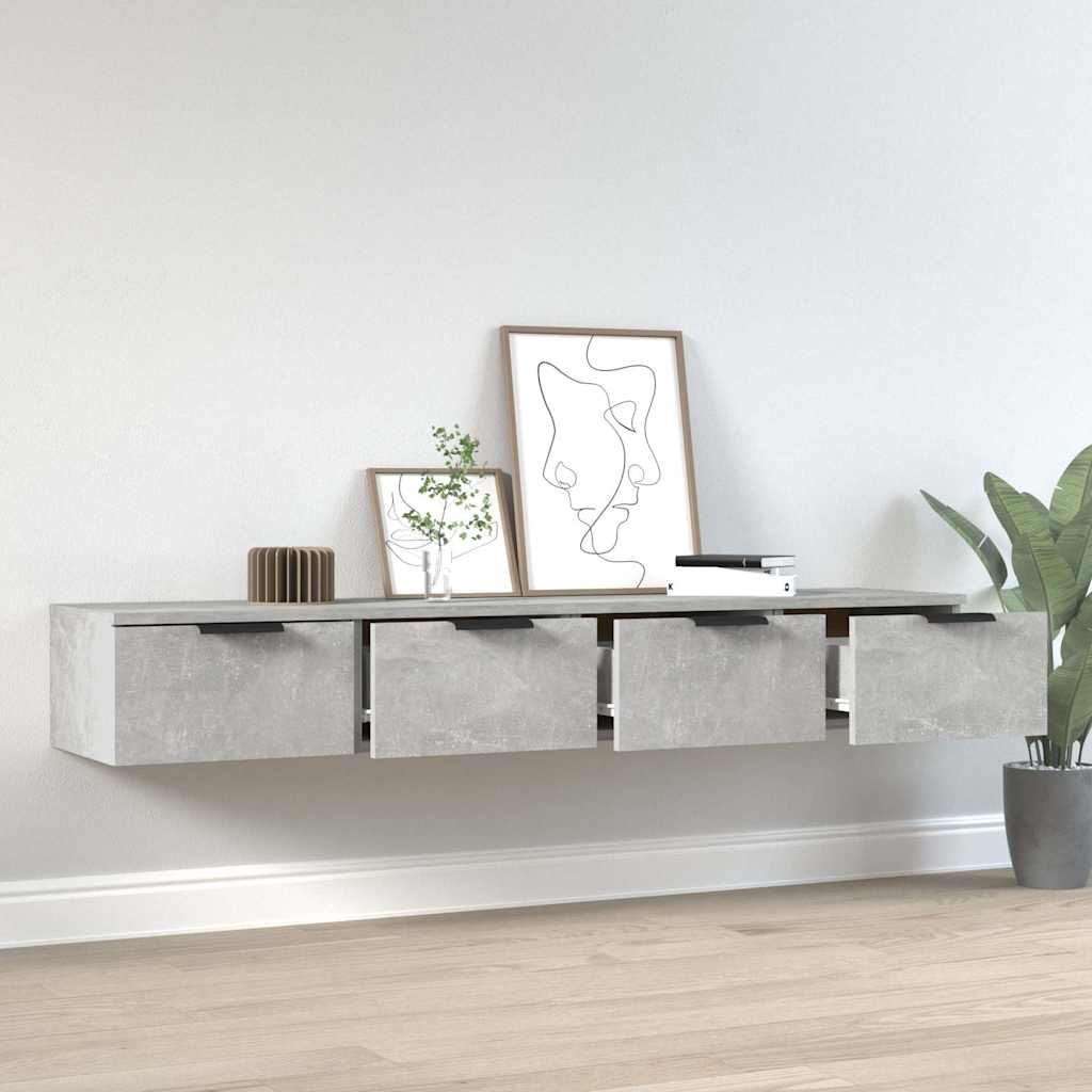 Vidaxl wandkasten 2 st 68x30x20 cm bewerkt hout betongrijs