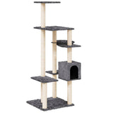 Muebles de gato de Vidaxl con postes de rascado de sisal 142 cm de gris oscuro