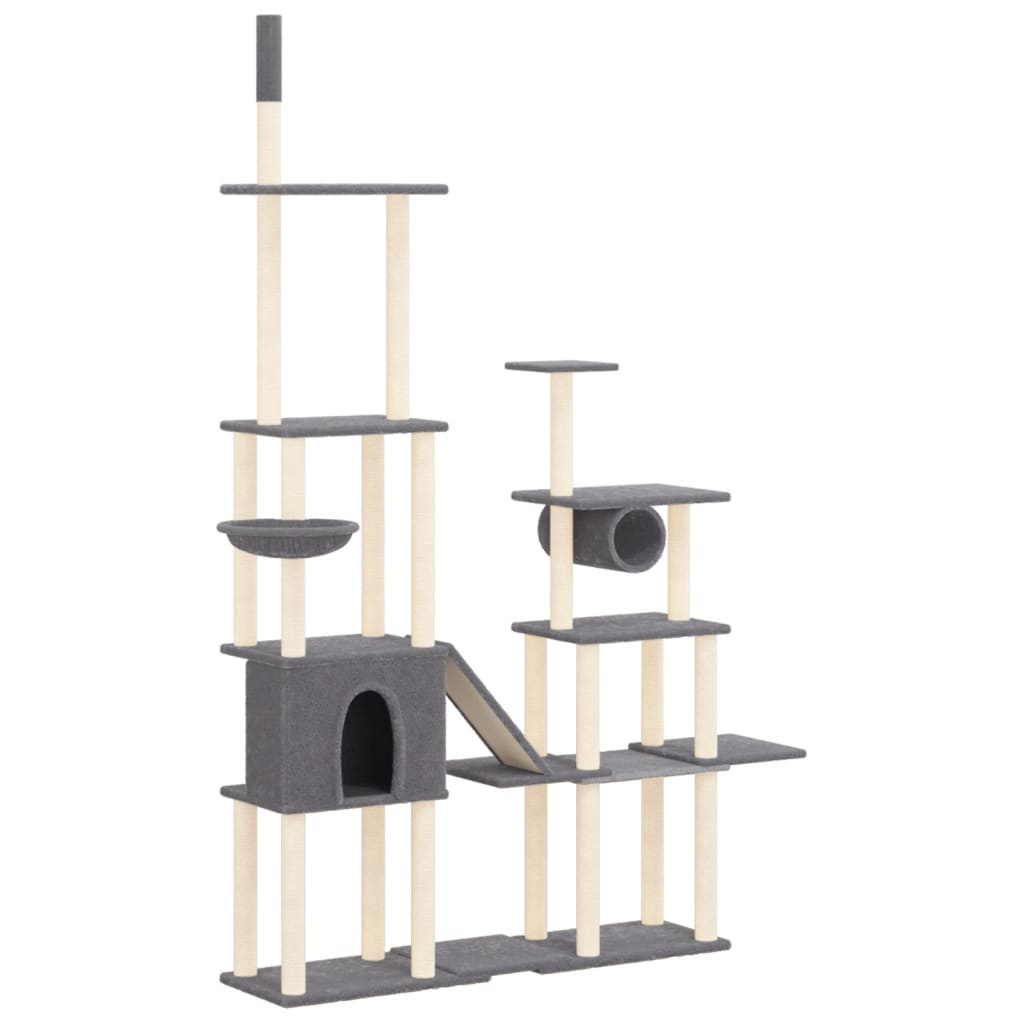 Vidaxl kattemøbler med sisal skrabe stolper 279 cm mørkegrå