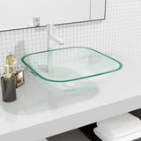 Vidaxl wasbak 42x42x14 cm glas transparant
