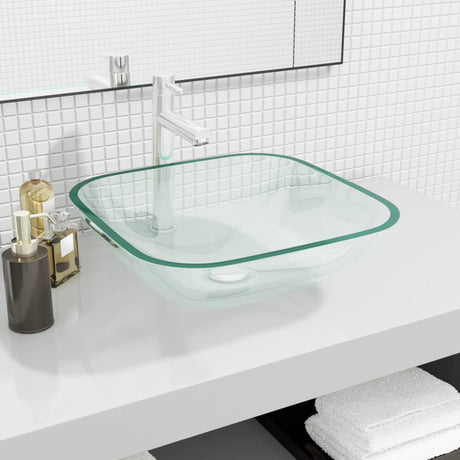 Vidaxl wasbak 42x42x14 cm glas transparant