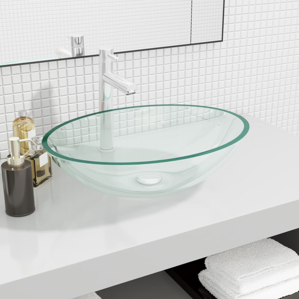 Vidaxl Washbasin 50x37x14 cm glass transparent