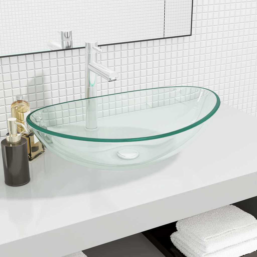 Vidaxl wasbak 54,5x35x15,5 cm gehard glas transparant