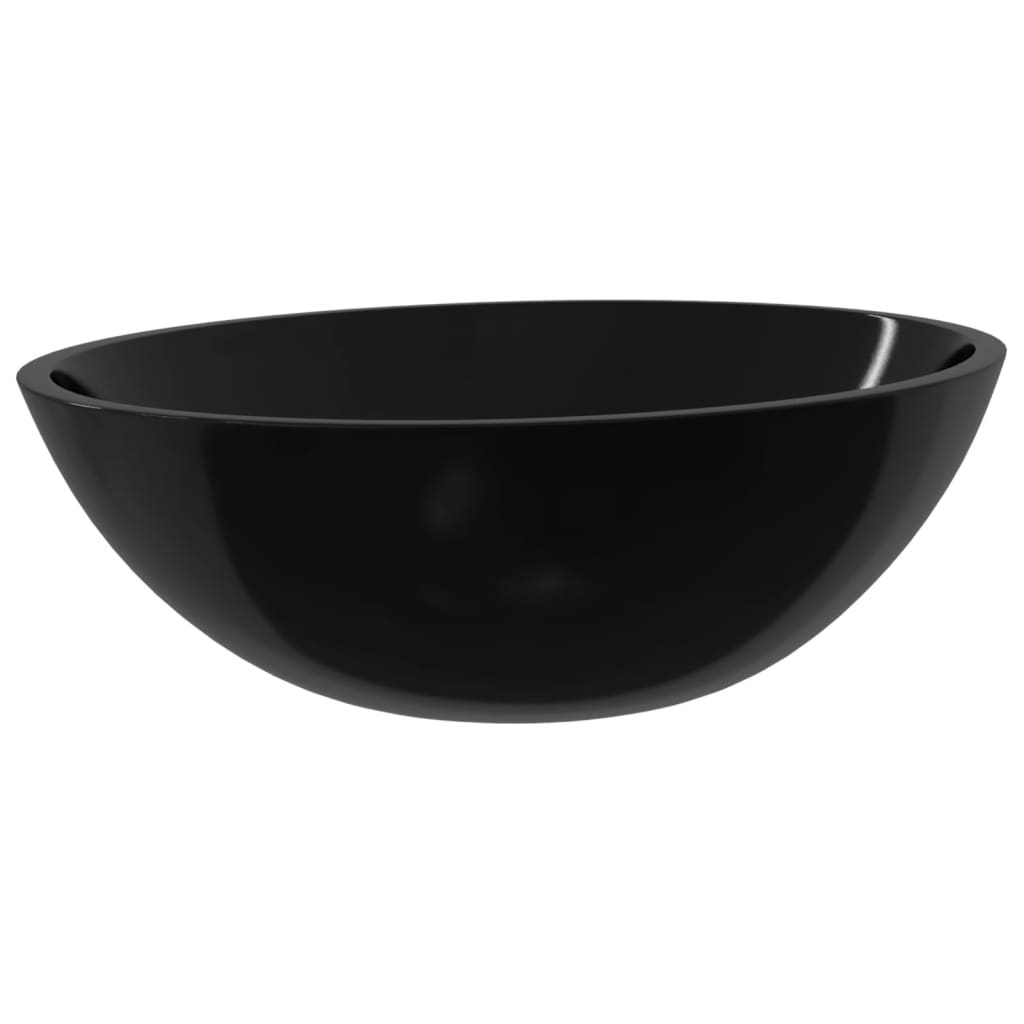 Vidaxl Washbasin 50x37x14 cm glass black