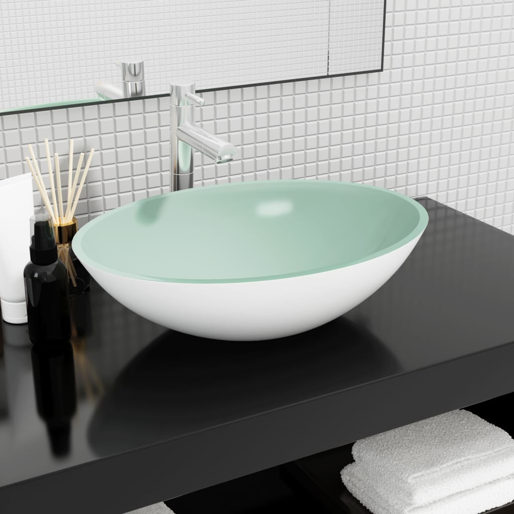 Vidaxl Washbasin 50x37x14 cm glas hvid