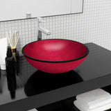 Vidaxl Washbasin 42x14 cm kaljeno steklo rdeče barve