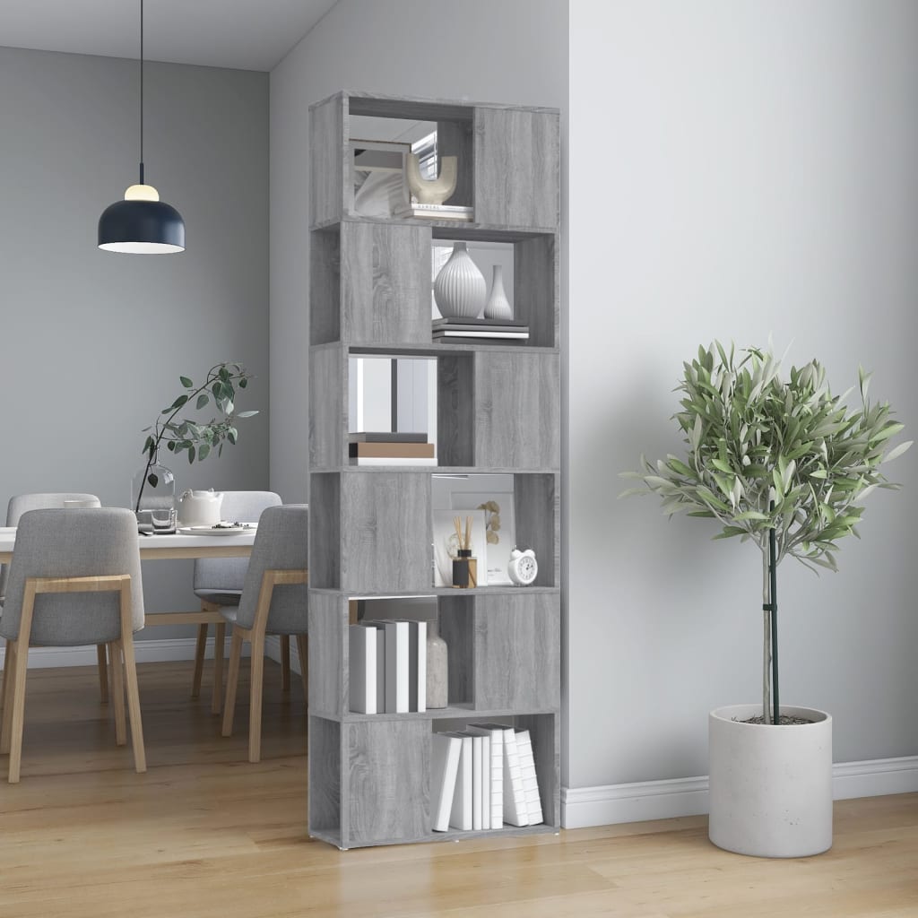 Vidaxl boekenkast kamerscherm 60x24x186 cm grijs sonoma eiken