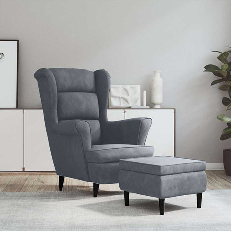 Vidaxl fauteuil met voetenbank fluweel donkergrijs