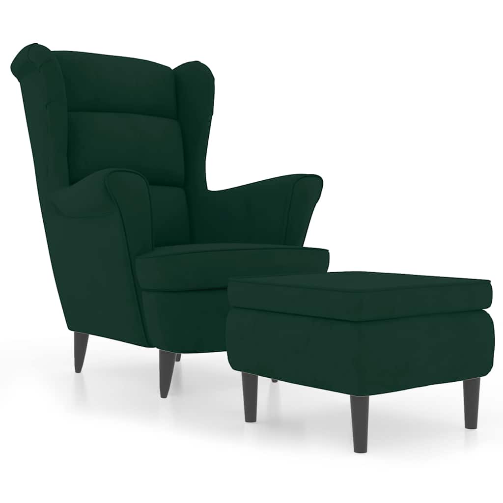 Vidaxl fauteuil met voetenbank fluweel donkergroen