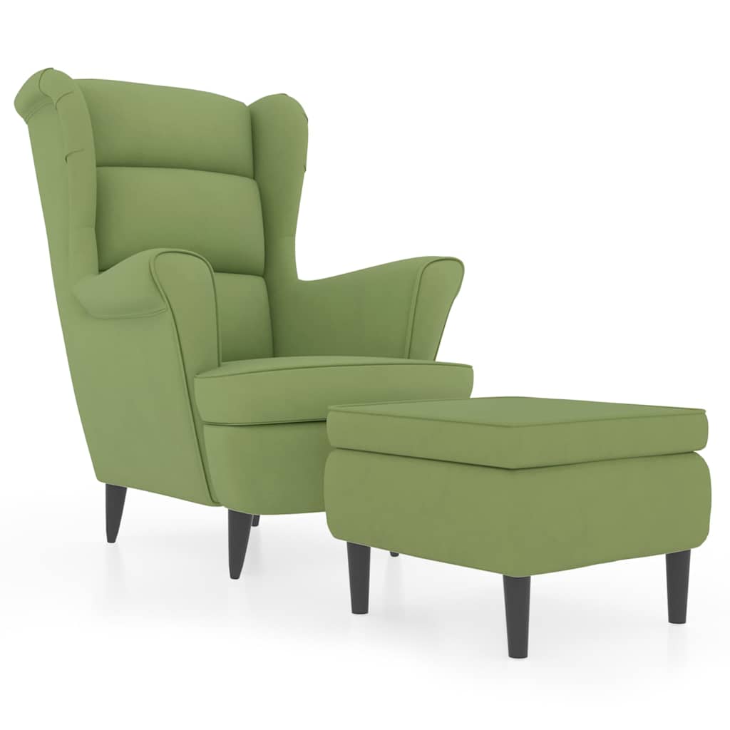 Vidaxl fauteuil met voetenbank fluweel lichtgroen