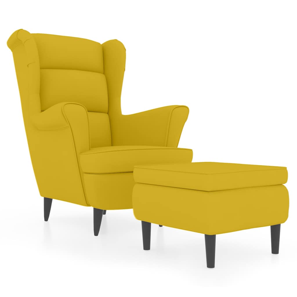 Vidaxl fauteuil met voetenbank fluweel mosterdgeel