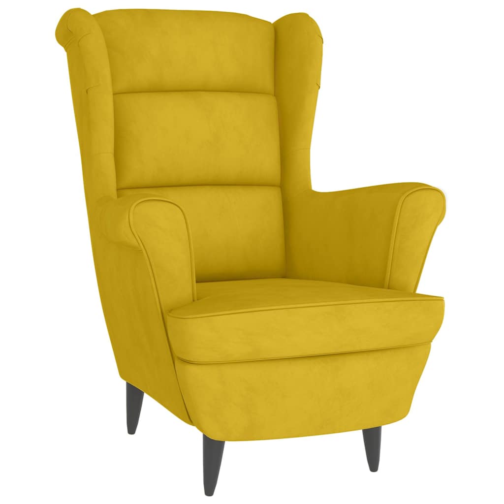Vidaxl fauteuil met voetenbank fluweel mosterdgeel