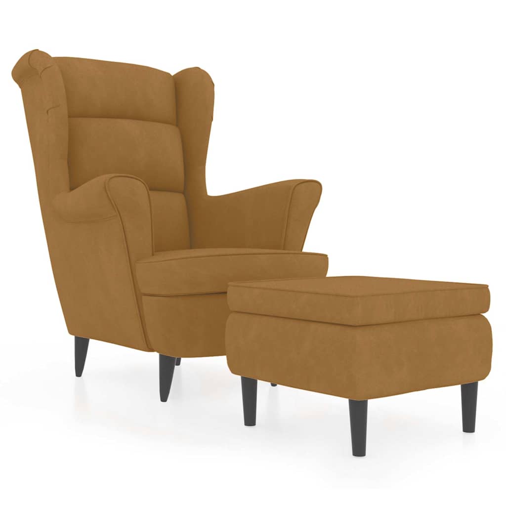 Vidaxl fauteuil met voetenbank fluweel bruin