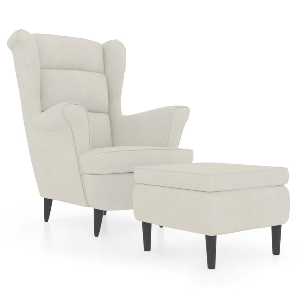 Vidaxl fauteuil met voetenbank fluweel crèmekleurig
