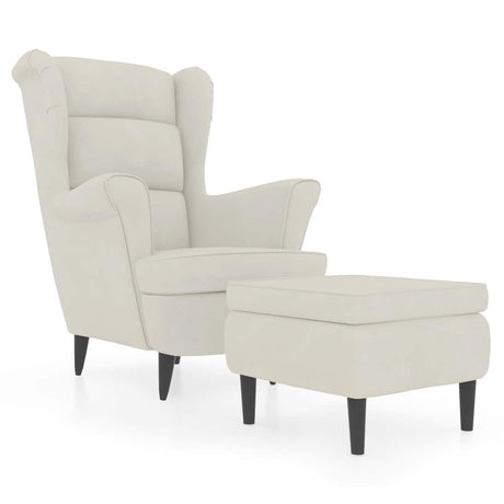 Vidaxl fauteuil met voetenbank fluweel crèmekleurig