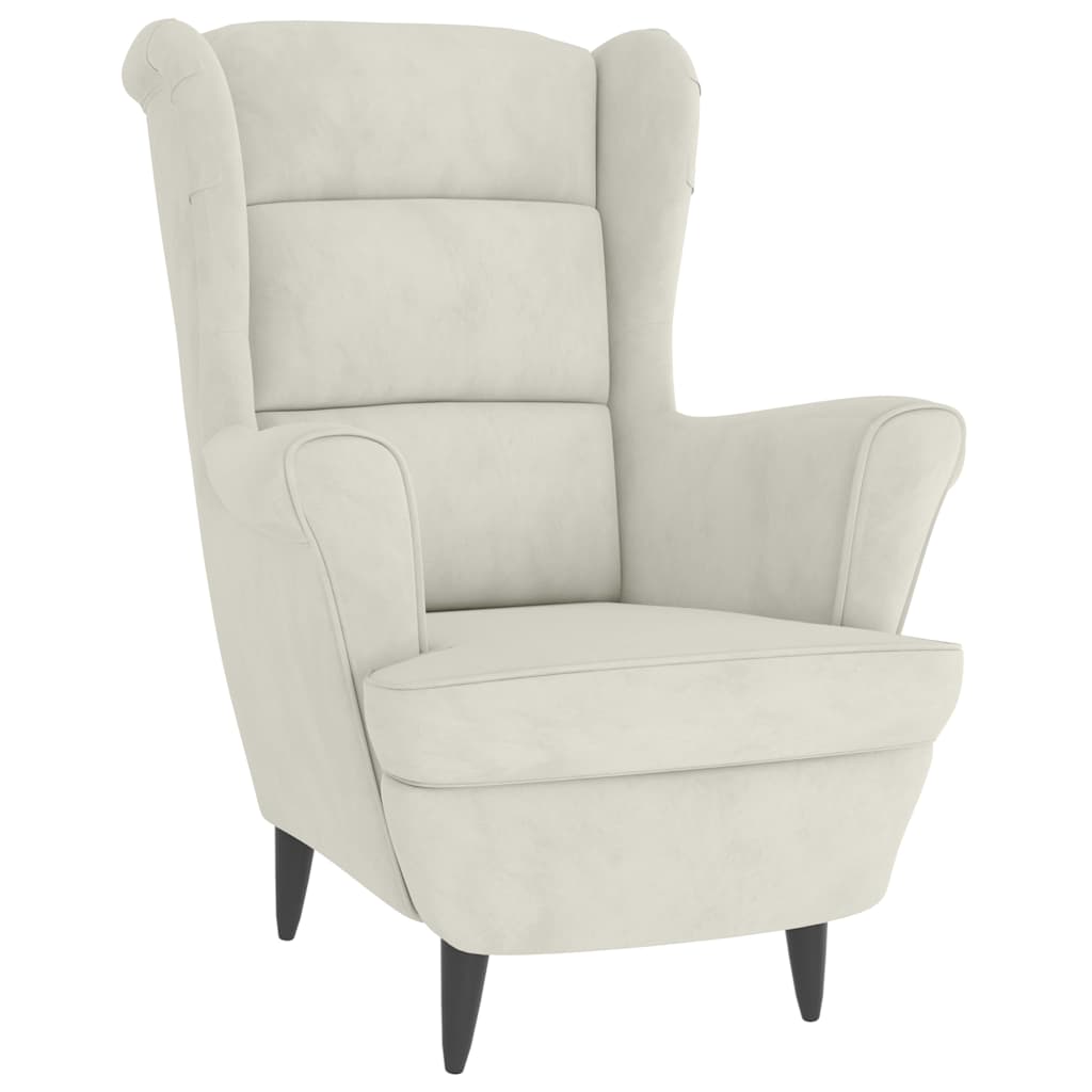 Vidaxl fauteuil met voetenbank fluweel crèmekleurig