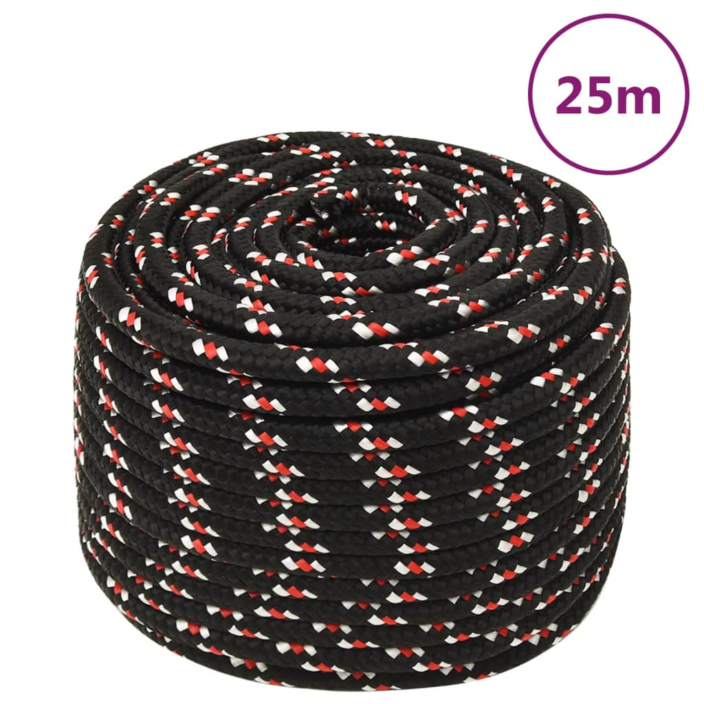 Vidaxl Boot Rope 12 mm 25 m polypropylen sort