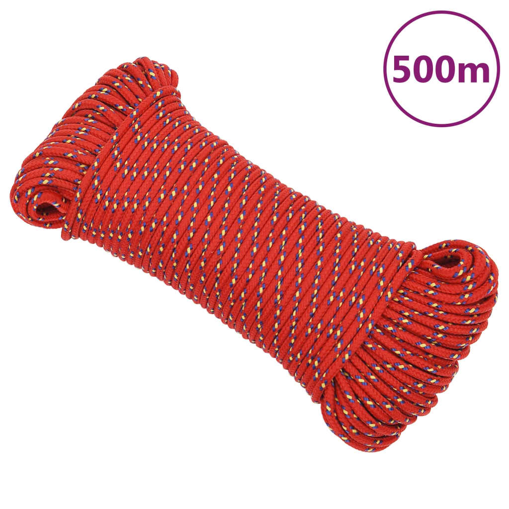 Corde à bateau Vidaxl 3 mm 500 m de polypropène rouge