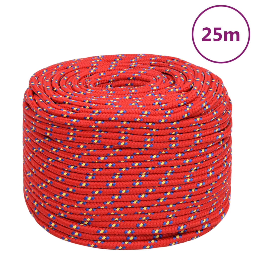 Vidaxl boottouw 6 mm 25 m polypropyleen rood