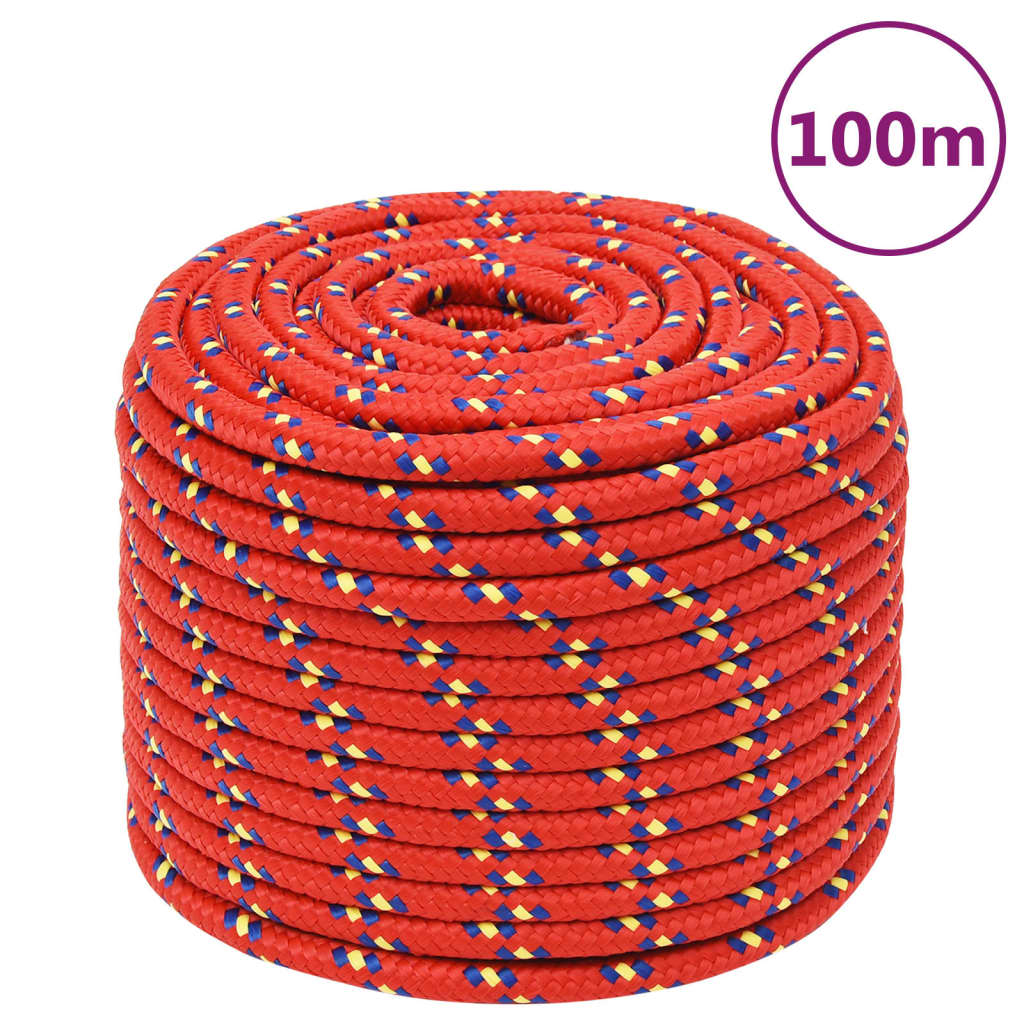 Vidaxl -Bootseil 14 mm 100 m Polypropylenrot