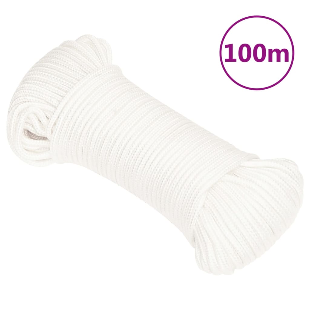 Vidaxl -Bootseil 3 mm 100 m Polypropylen Voll weiß