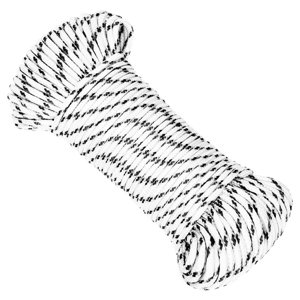 Vidaxl boottouw gevlochten 5 mm x 500 m polyester wit