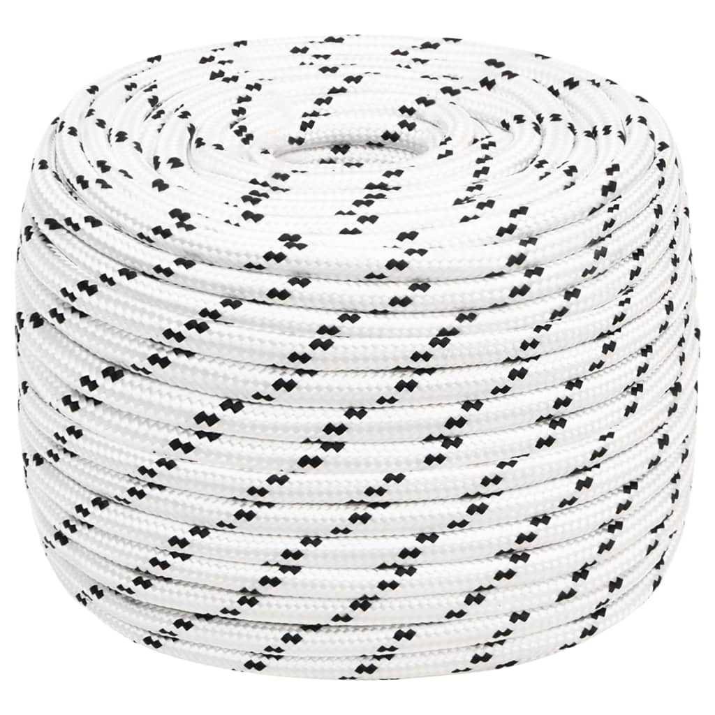 Vidaxl boat rope braided 12 mmx100 m polyester white