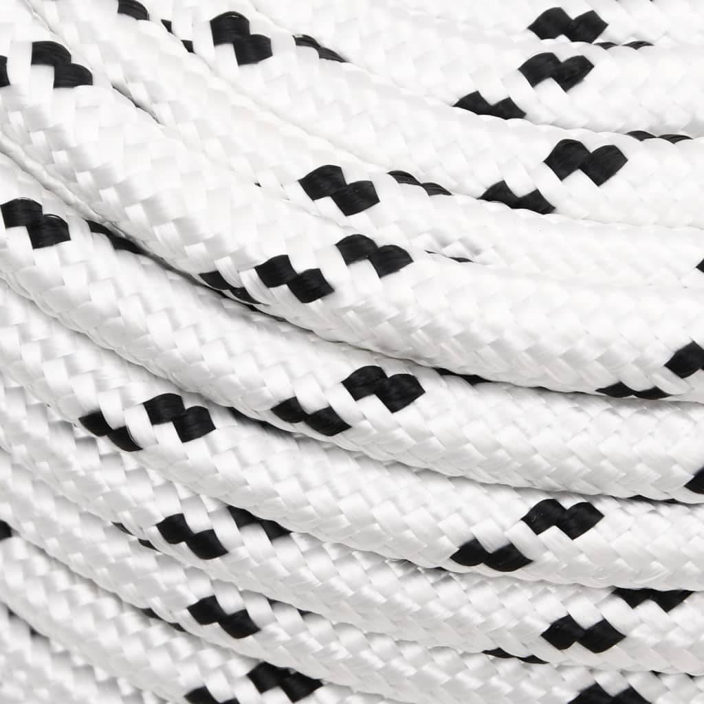 Vidaxl boat rope braided 12 mmx100 m polyester white