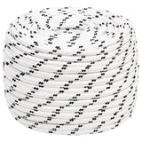 Vidaxl boottouw gevlochten 14 mmx100 m polyester wit