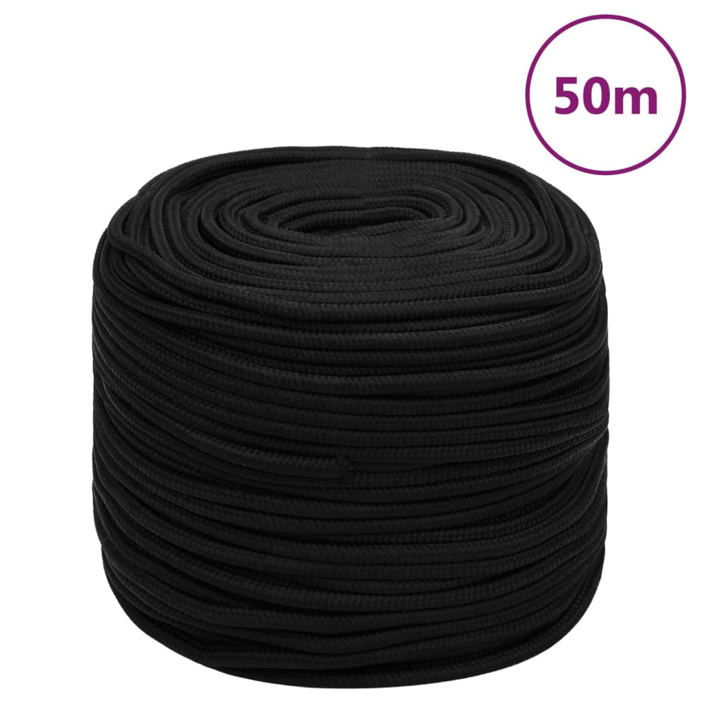 Vidaxl Werkouw 6 mm 50 m Polyester Black