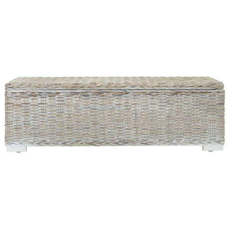 Vidaxl opbergbox 110 cm natuurlijk kubu rattan massief mahoniehout wit