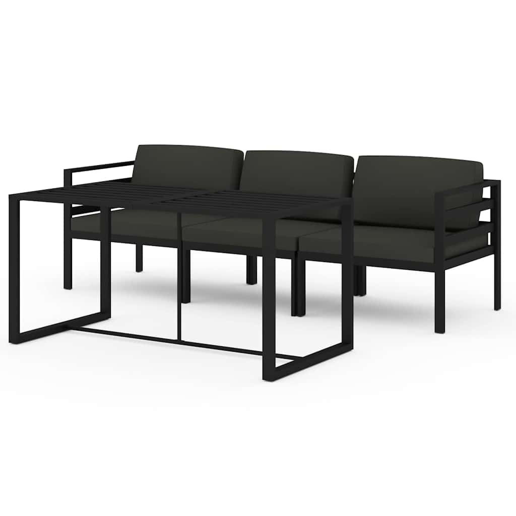 Vidaxl 4-delige loungeset met kussens aluminium antracietkleurig