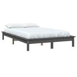 Vidaxl bedframe massief grenenhout grijs 150x200 cm