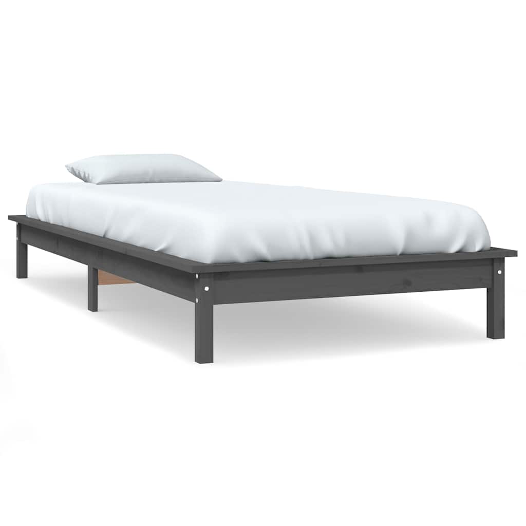 Vidaxl bedframe massief grenenhout grijs 90x190 cm